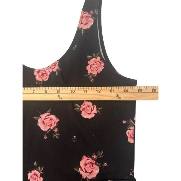 H&M Divided Girls Tank Dress Black & Pink Roses Sleeveless Skater Dress‎ Size S - Picture 5 of 5